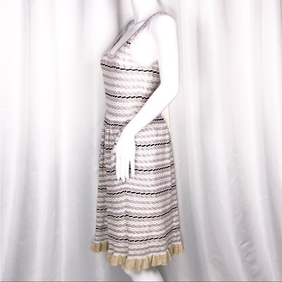 La Vie xRebecca Taylor White Lavender Stripes Gold Trim Hem Sweater Dress SzM - Picture 8 of 16